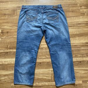 BKE Buckle Seth 46x31 Blue Denim Light Wash Straight Leg Jeans Cowboy Western*